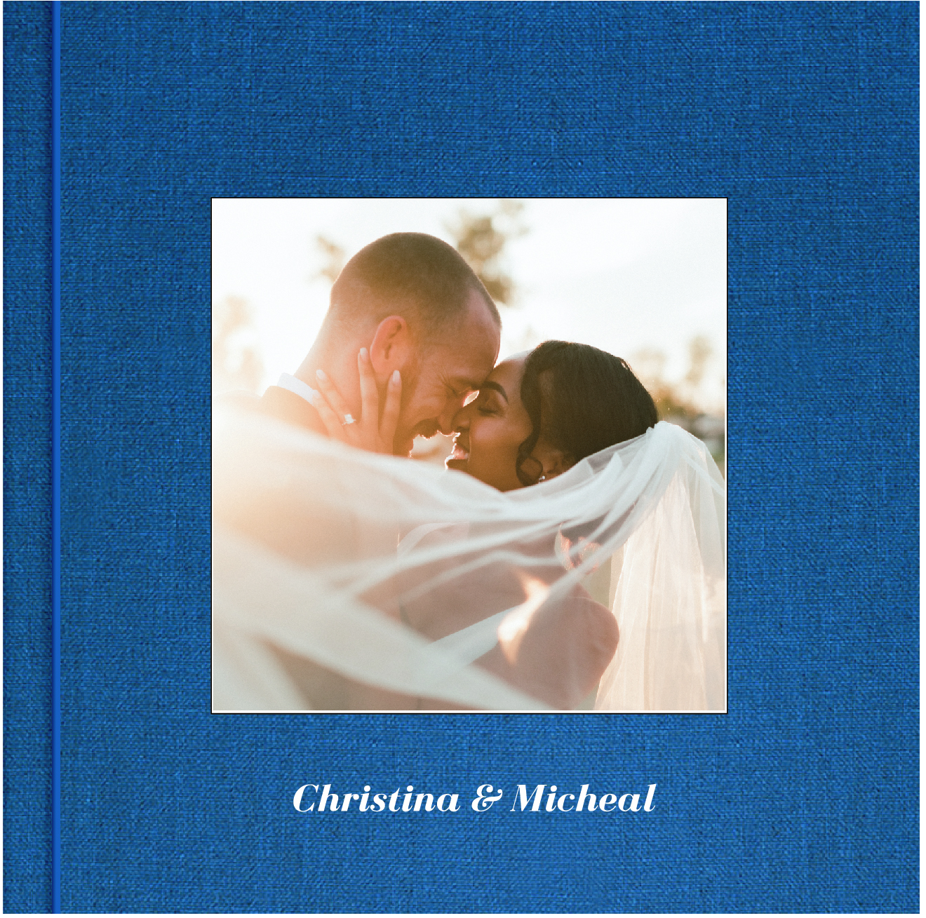 Wedding album with custom embossed title