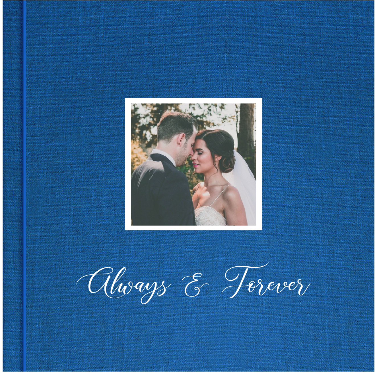 Custom wedding album cover with photo indent and title